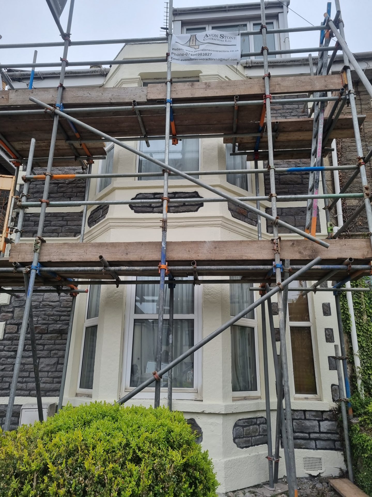 Brick wall undergoing professional repointing